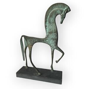 Vintage 1970’s Bronze Frederick Weinberg Etruscan Horse Sculpture